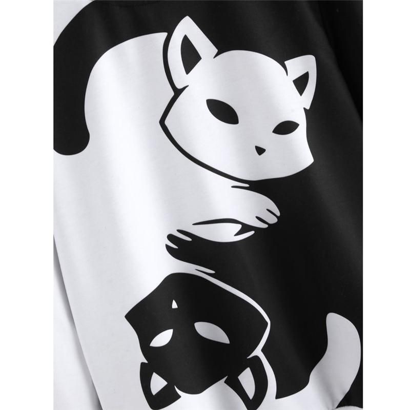 Ying Yang Katt Tryck Pullover